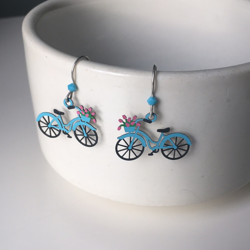 Dainty Bicycle Earrings